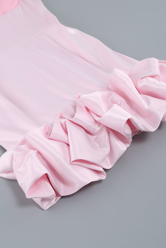
                      
                        Sweetheart Light Pink Ruffled Hem Short Dress
                      
                    