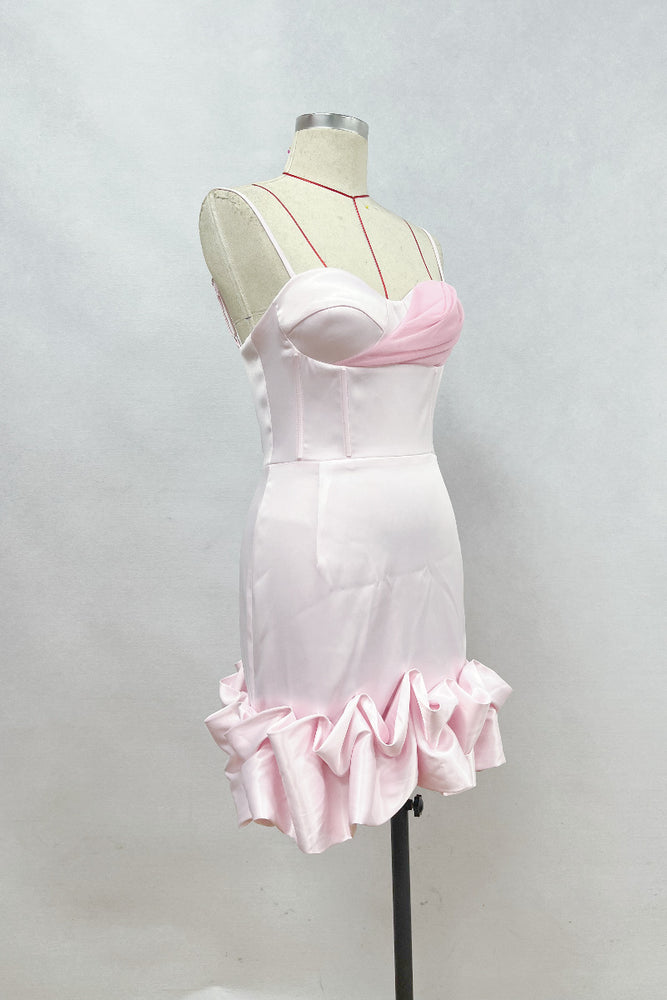 
                      
                        Sweetheart Light Pink Ruffled Hem Short Dress
                      
                    