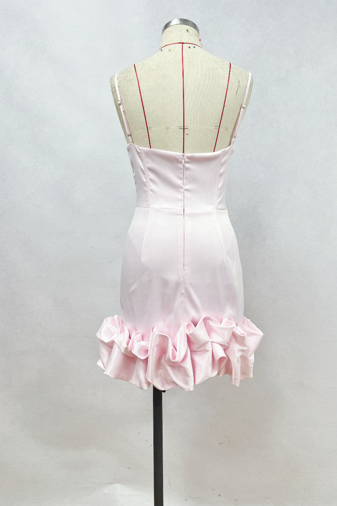 
                      
                        Sweetheart Light Pink Ruffled Hem Short Dress
                      
                    