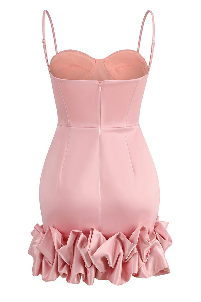 
                      
                        Sweetheart Light Pink Ruffled Hem Short Dress
                      
                    