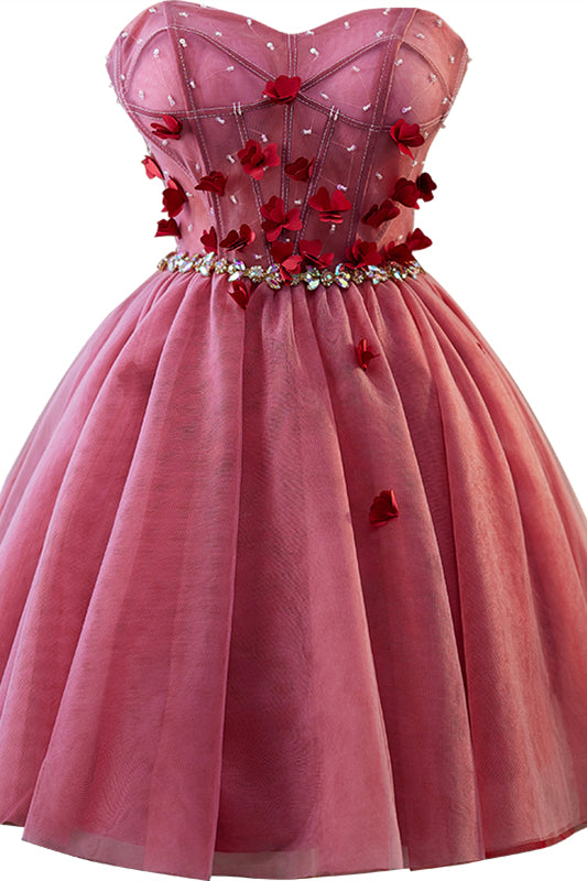 
                      
                        Sweetheart Pink 3D Floral Short Dress with Diamonds
                      
                    