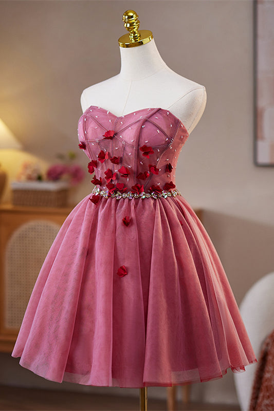 
                      
                        Sweetheart Pink 3D Floral Short Dress with Diamonds
                      
                    