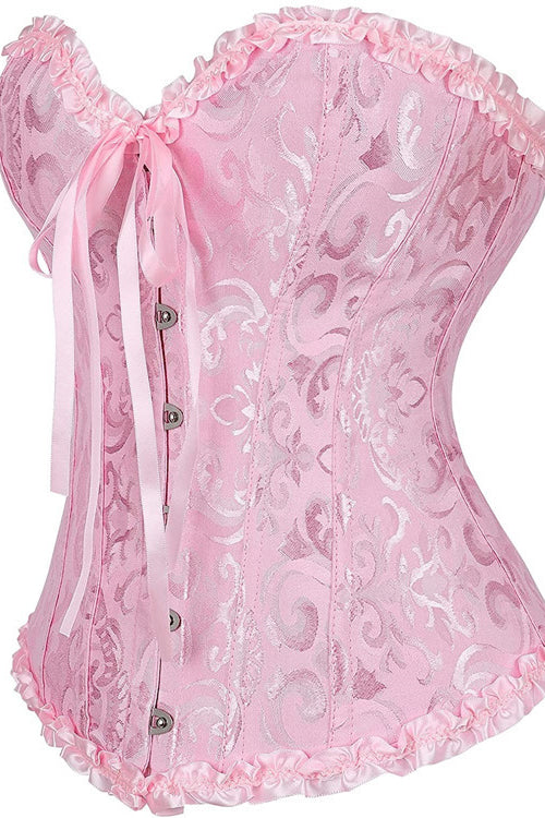 
                      
                        Sweetheart Pink Lace-Up Floral Corset Top
                      
                    
