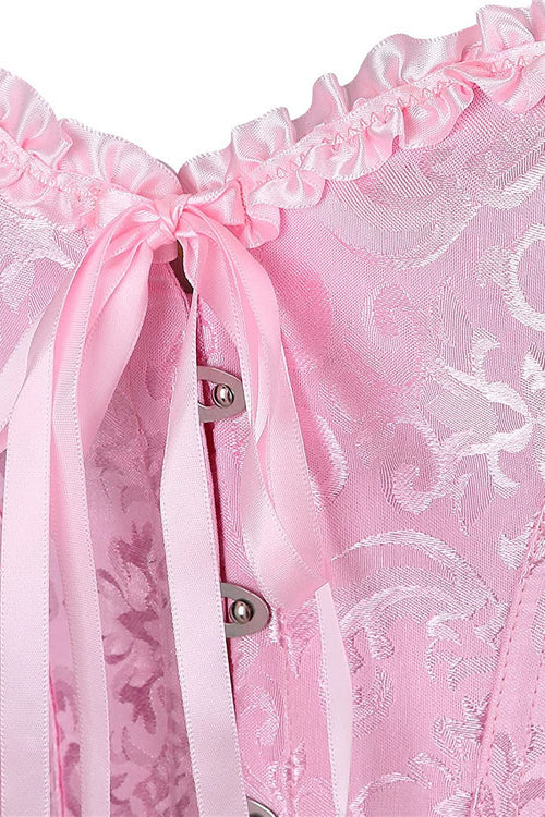 
                      
                        Sweetheart Pink Lace-Up Floral Corset Top
                      
                    