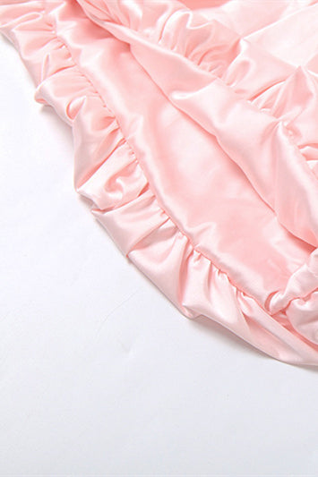 
                      
                        Sweetheart Pink Pleated Puffy Short Dress
                      
                    