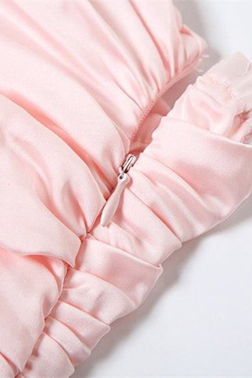 
                      
                        Sweetheart Pink Pleated Puffy Short Dress
                      
                    