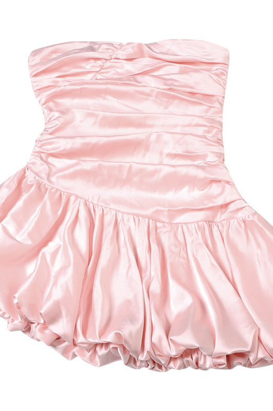 
                      
                        Sweetheart Pink Pleated Puffy Short Dress
                      
                    