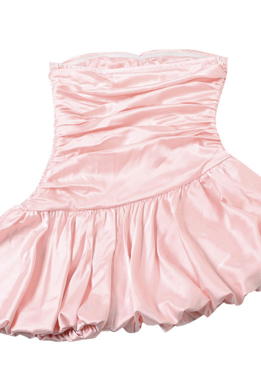 
                      
                        Sweetheart Pink Pleated Puffy Short Dress
                      
                    