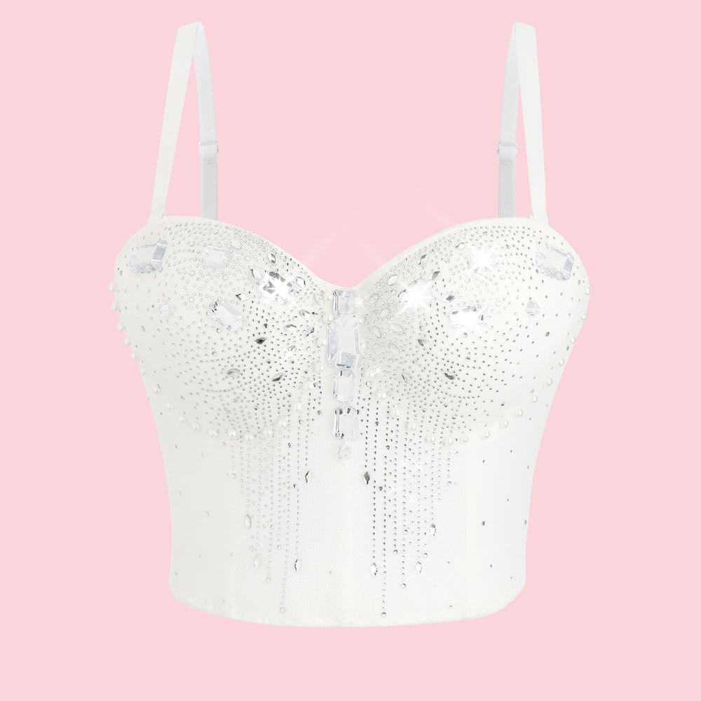 
                      
                        Sweetheart Pink Rhinestone Pearls Crop Top
                      
                    