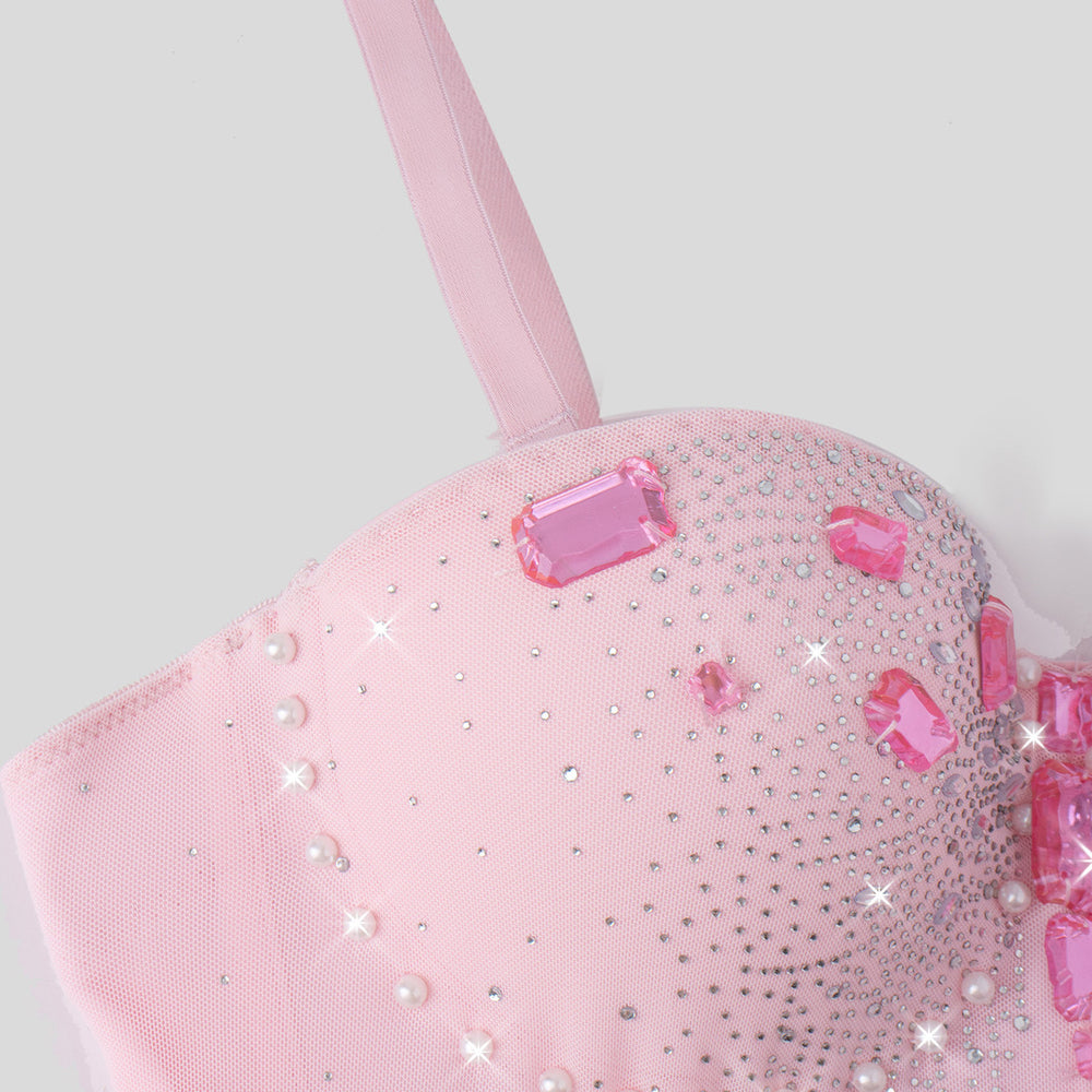 
                      
                        Sweetheart Pink Rhinestone Pearls Crop Top
                      
                    