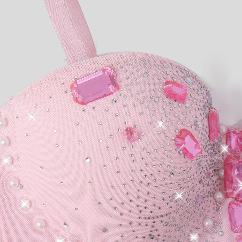 
                      
                        Sweetheart Pink Rhinestone Pearls Crop Top
                      
                    