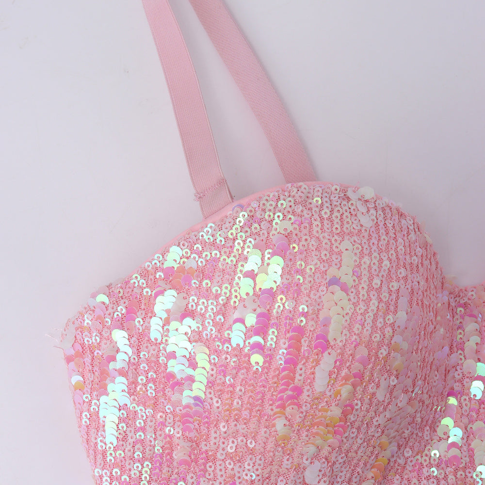 
                      
                        Sweetheart Pink Sequin Corset Top
                      
                    