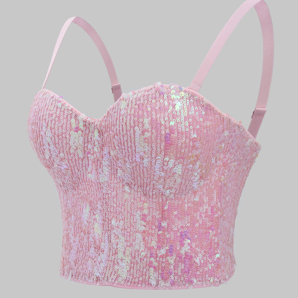
                      
                        Sweetheart Pink Sequin Corset Top
                      
                    