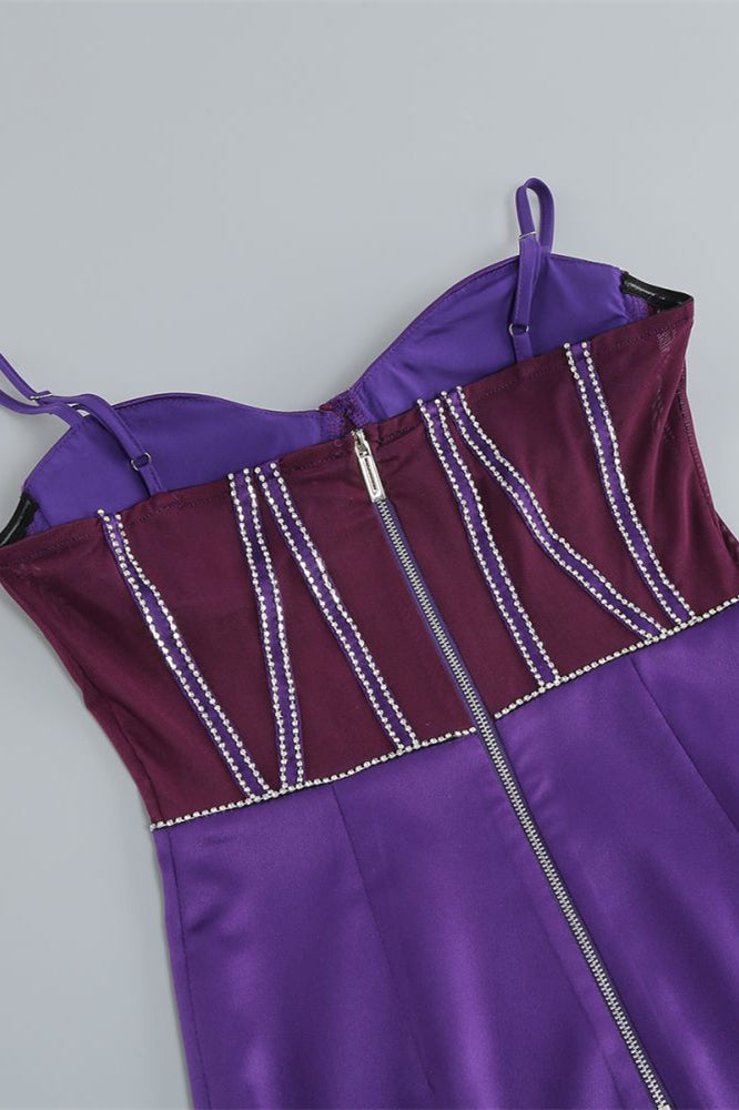 
                      
                        Sweetheart Purple Sheer Bodice Short Dress with Beaded
                      
                    