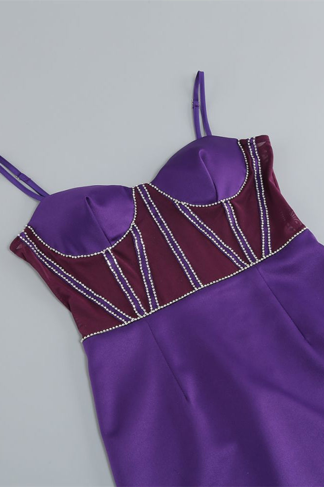 
                      
                        Sweetheart Purple Sheer Bodice Short Dress with Beaded
                      
                    