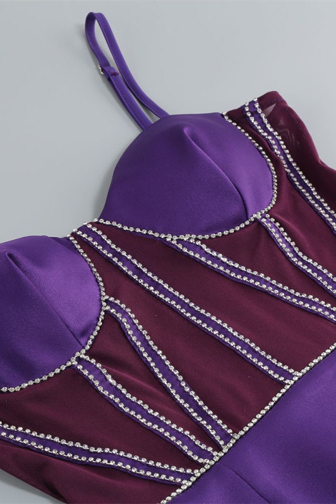 
                      
                        Sweetheart Purple Sheer Bodice Short Dress with Beaded
                      
                    