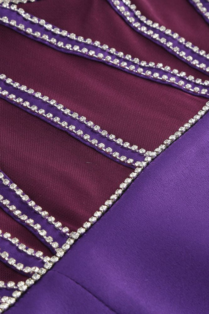 
                      
                        Sweetheart Purple Sheer Bodice Short Dress with Beaded
                      
                    