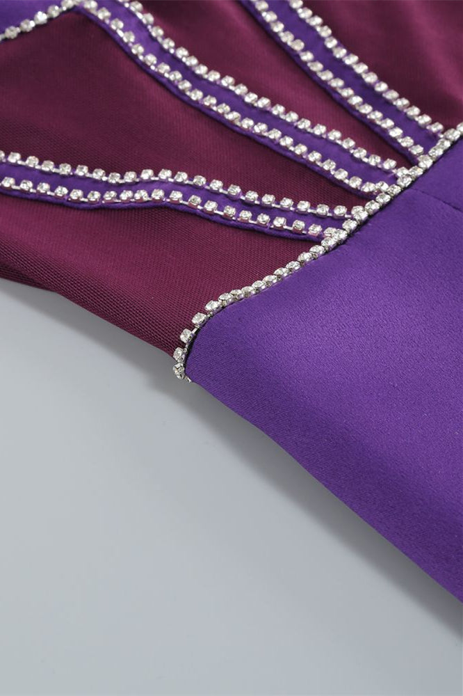 
                      
                        Sweetheart Purple Sheer Bodice Short Dress with Beaded
                      
                    
