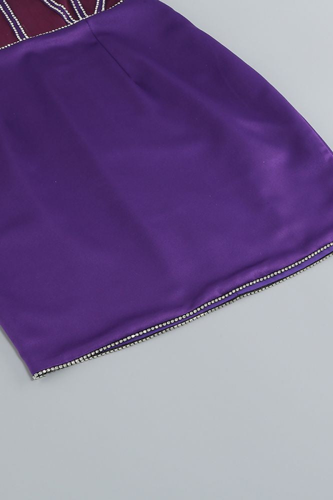 
                      
                        Sweetheart Purple Sheer Bodice Short Dress with Beaded
                      
                    