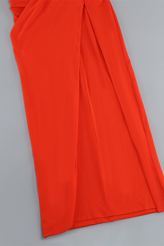 
                      
                        Sweetheart Red Ruched Long Dress with Slit
                      
                    