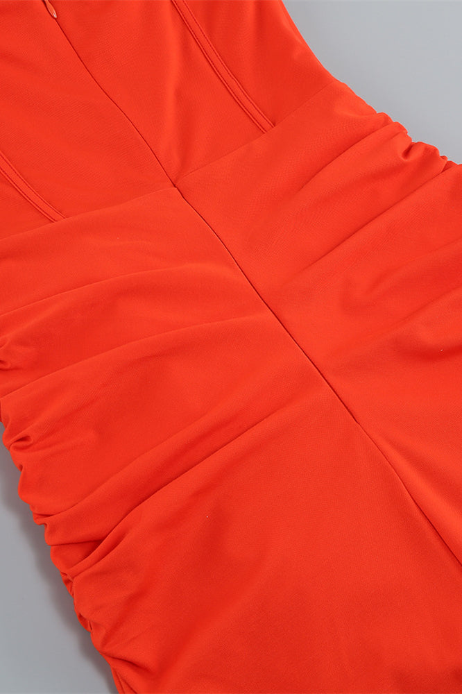 
                      
                        Sweetheart Red Ruched Long Dress with Slit
                      
                    