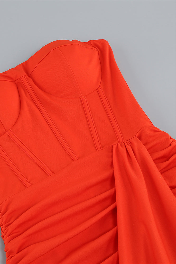 
                      
                        Sweetheart Red Ruched Long Dress with Slit
                      
                    