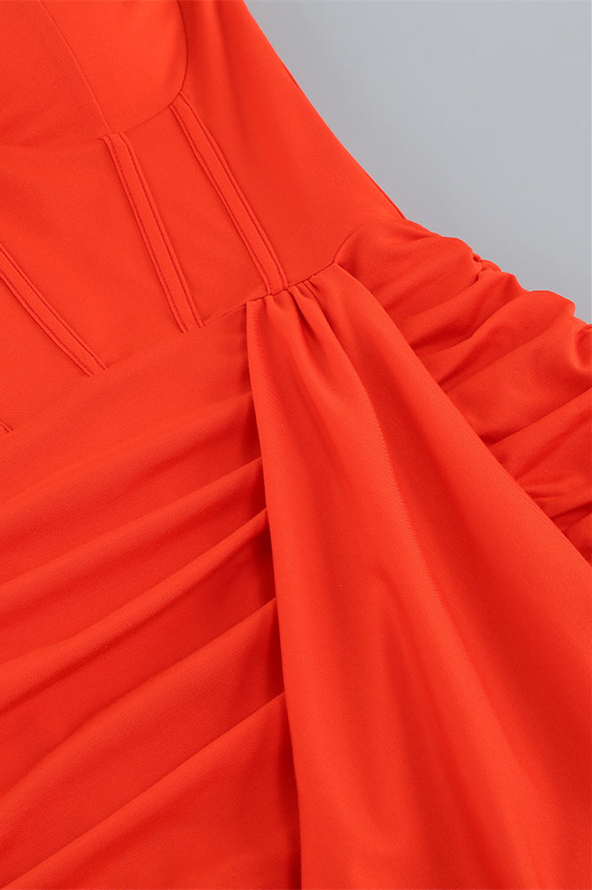 
                      
                        Sweetheart Red Ruched Long Dress with Slit
                      
                    
