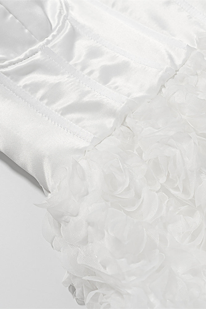 
                      
                        Sweetheart White 3D Floral A-line Short Dress
                      
                    