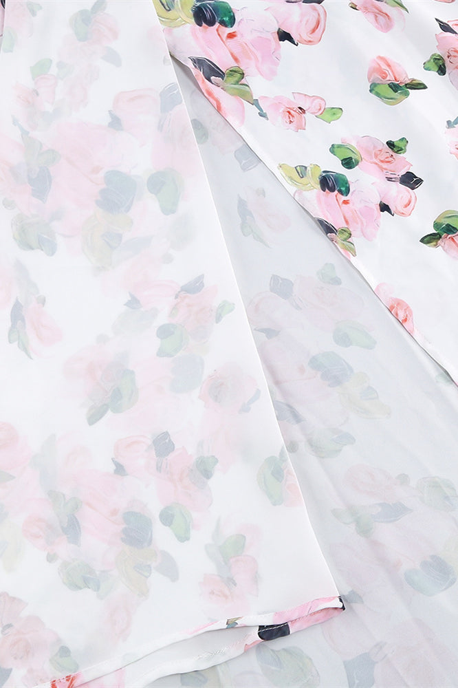 
                      
                        Sweetheart White Floral Print Long Dress with Slit
                      
                    