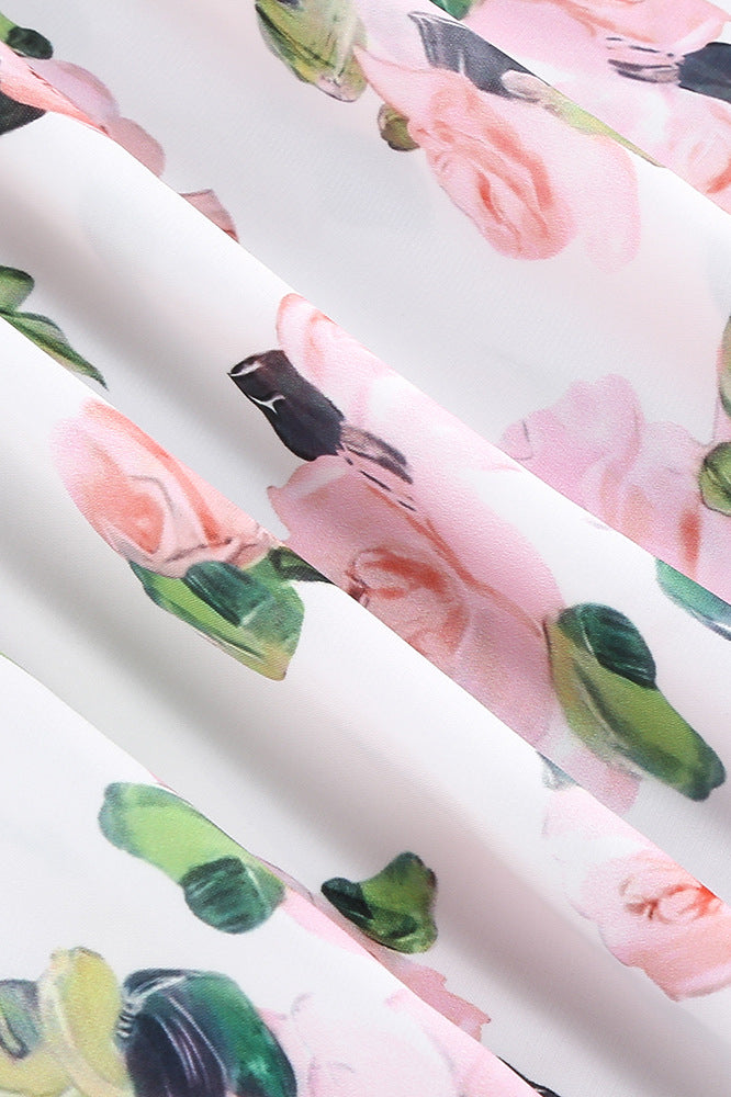 
                      
                        Sweetheart White Floral Print Long Dress with Slit
                      
                    
