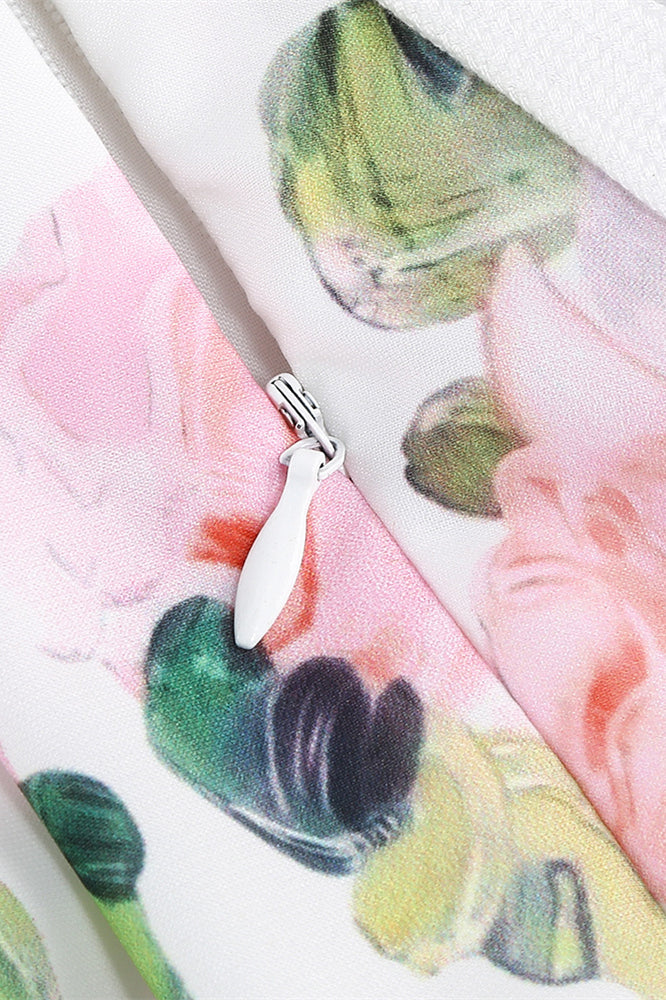 
                      
                        Sweetheart White Floral Print Long Dress with Slit
                      
                    