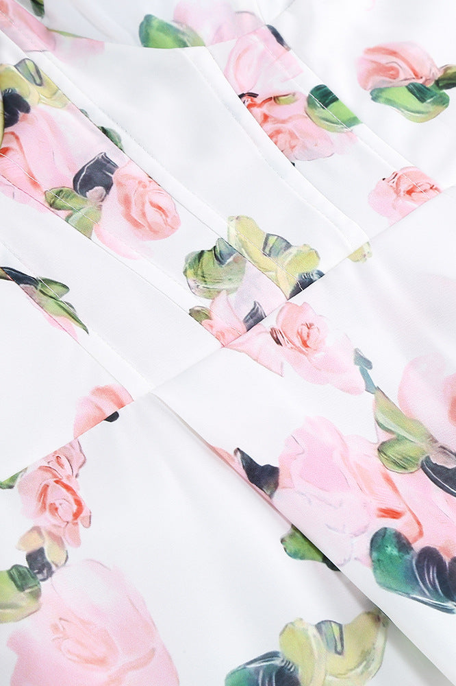 
                      
                        Sweetheart White Floral Print Long Dress with Slit
                      
                    