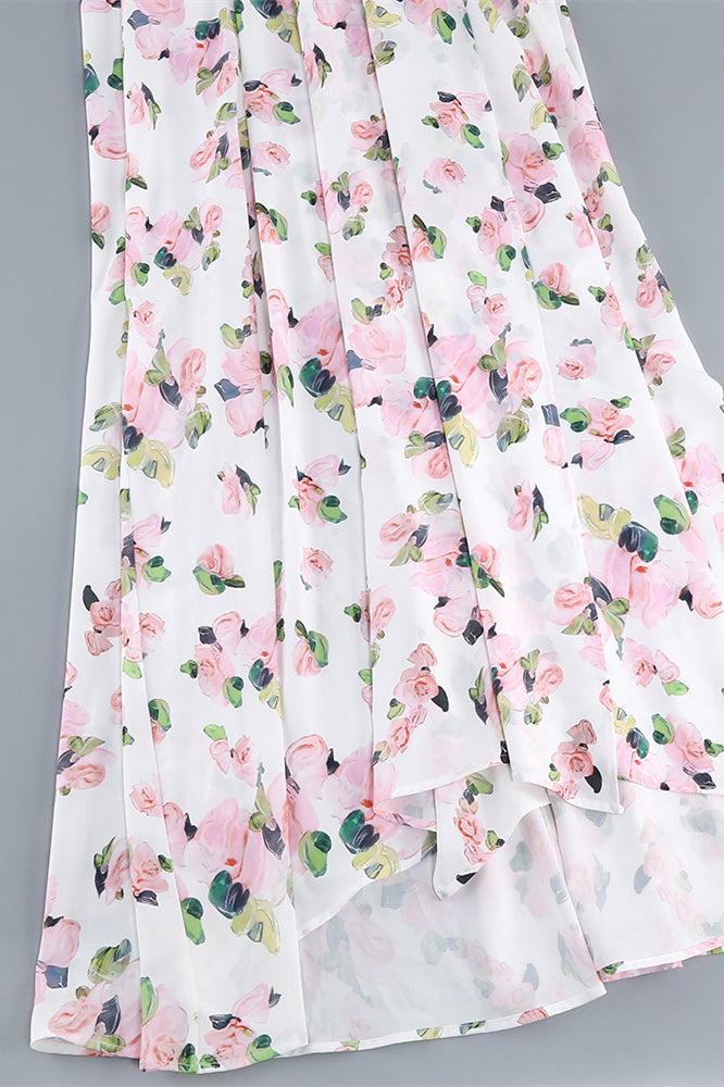 
                      
                        Sweetheart White Floral Print Long Dress with Slit
                      
                    