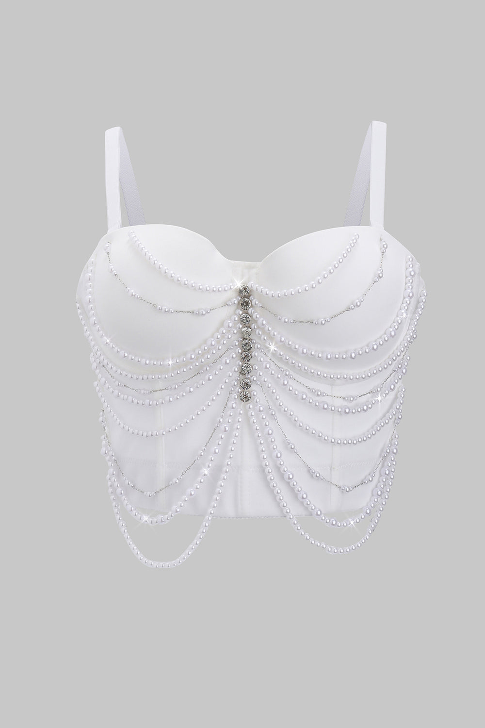 Sweetheart White Pearl Tassel Corset Top