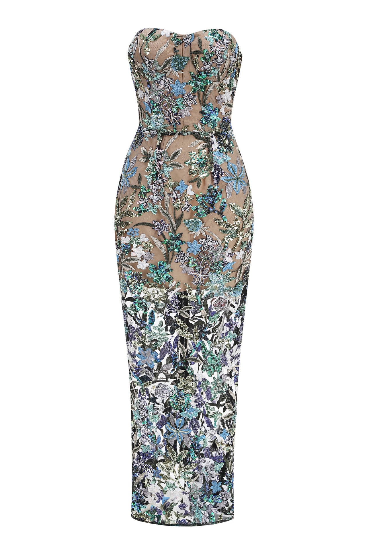 Sweetheart Black Sequin Embroidery Column Long Dress