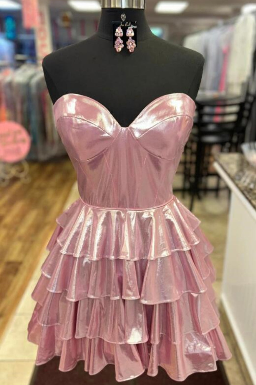 Golden Ruffle Sweetheart Golden Tiered Ruffle Short Dress – PollyBoutique