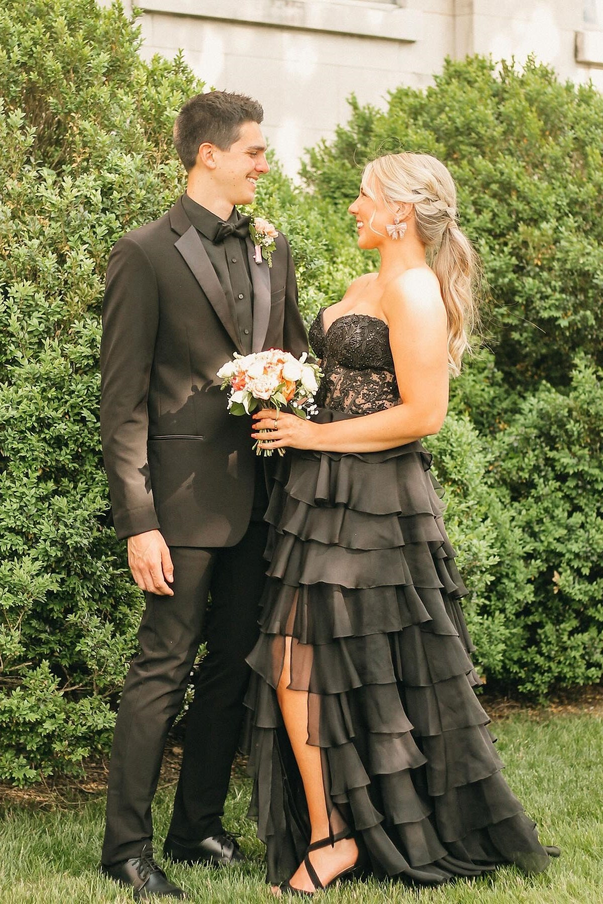 Sweetheart Lace and Chiffon Ruffle Long Prom Dress