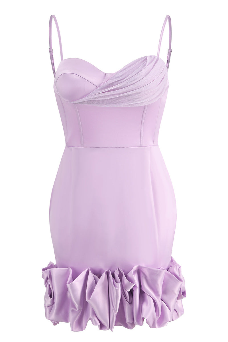 Sweetheart Light Pink Ruffled Hem Short Dress