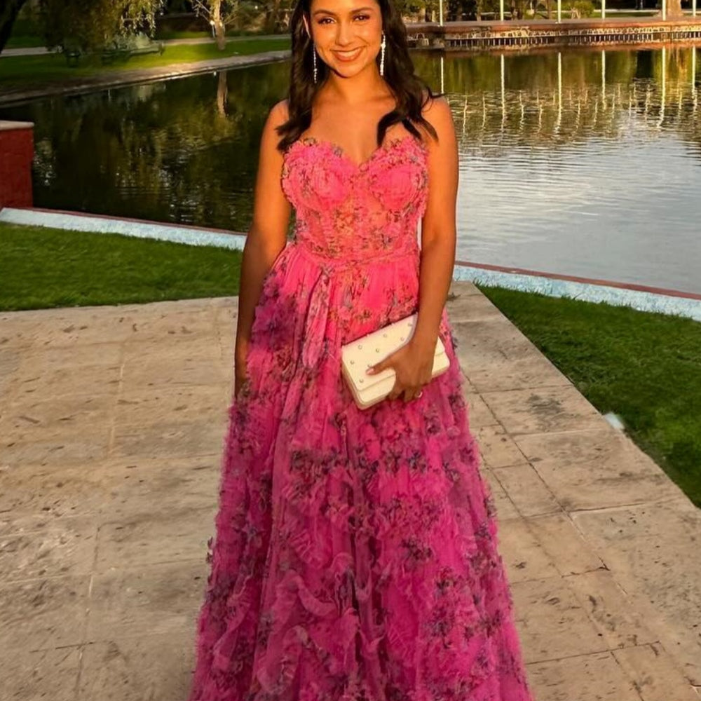 
                      
                        Sweetheart Purple Floral Print Ruffle Long Dress
                      
                    