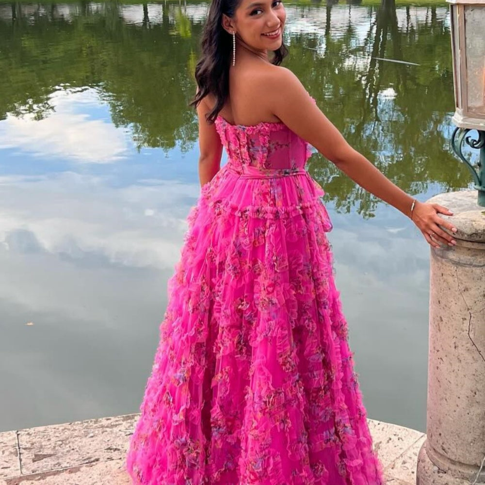 
                      
                        Sweetheart Purple Floral Print Ruffle Long Dress
                      
                    