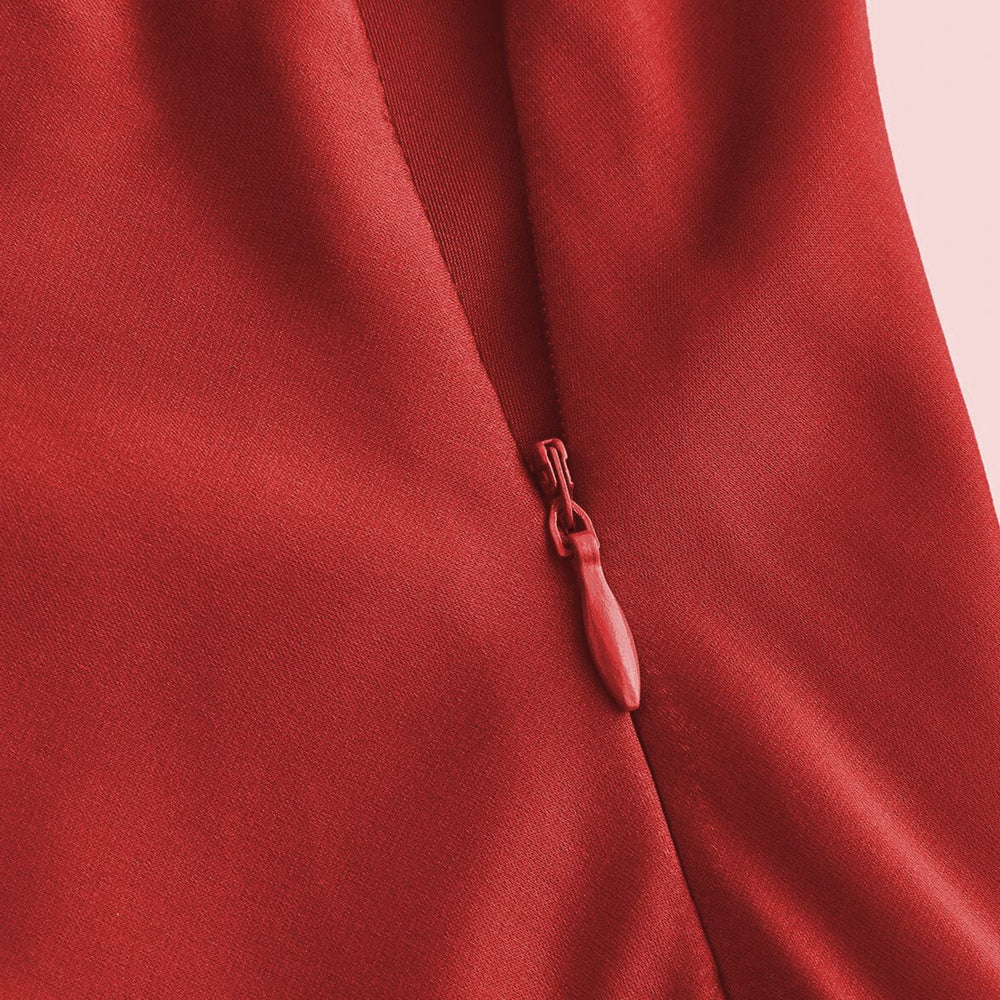 
                      
                        Tie Shoulder Red Irregular Hem Short Dress
                      
                    