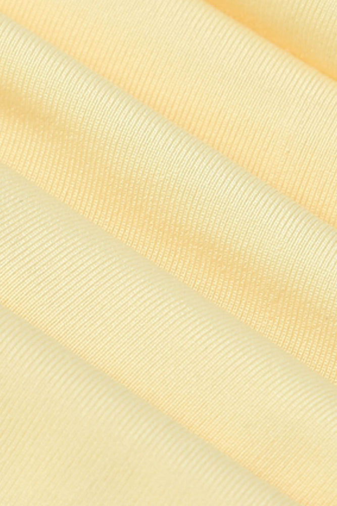
                      
                        Tie Shoulder Yellow Ruched A-line Short Dress
                      
                    