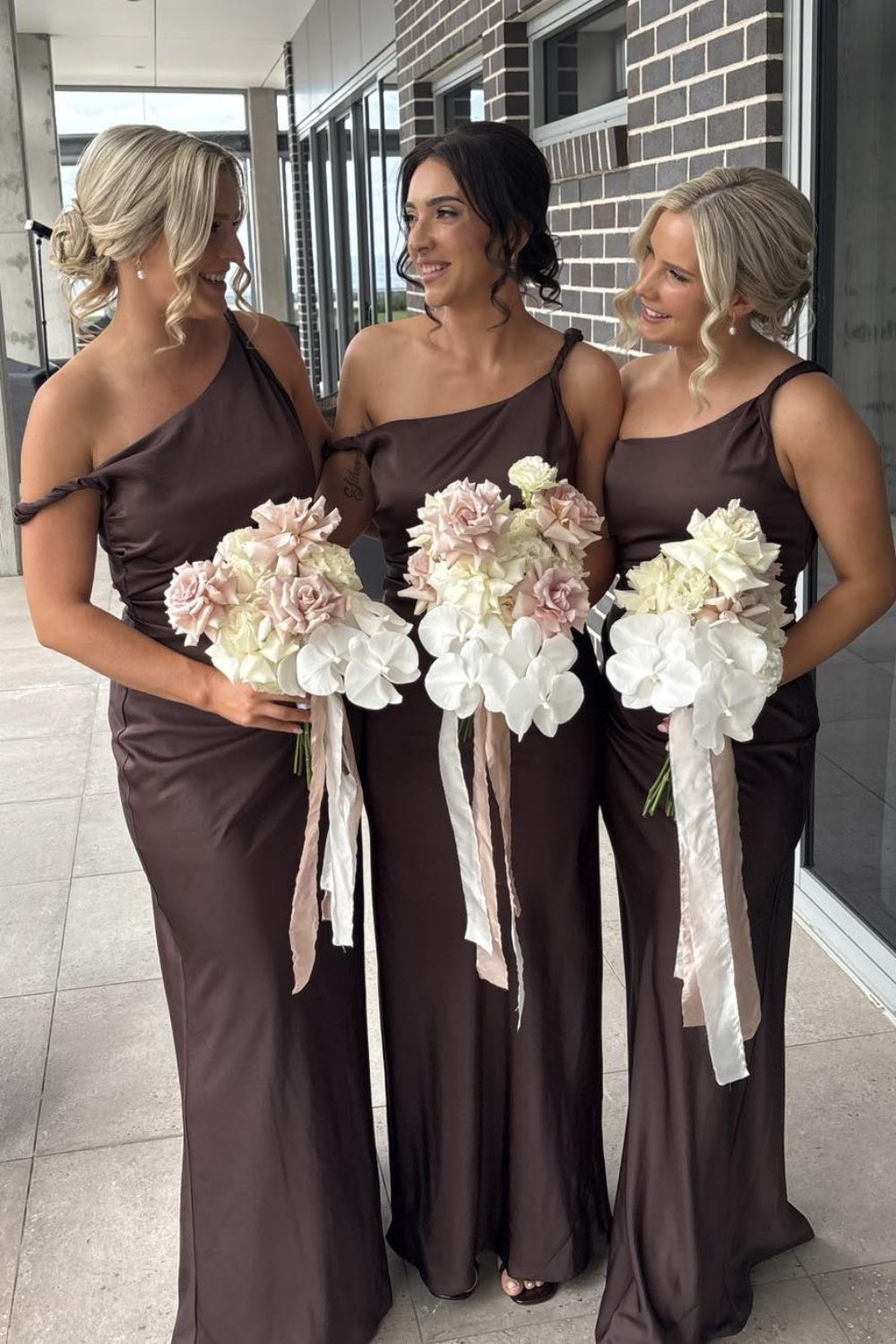 Twist Strap Dark Chocolate Fitted Bridesmaid Dress