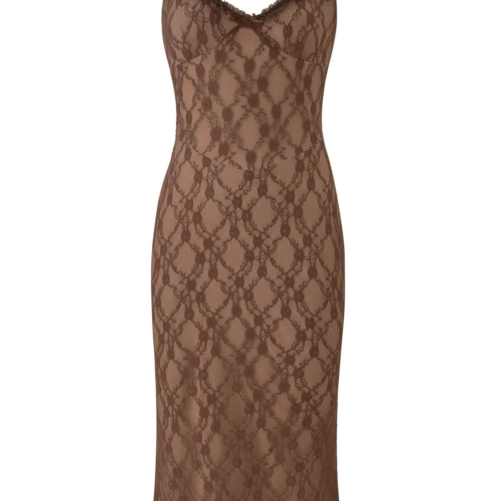 
                      
                        V-neck Black Bow Front Lace Maxi Dress
                      
                    