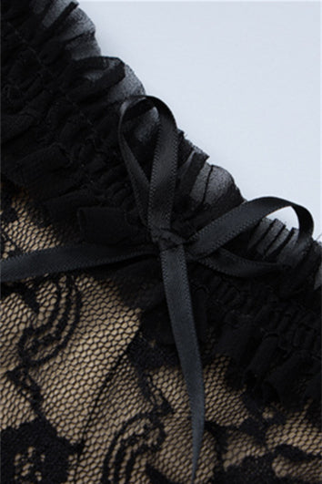 
                      
                        V-neck Black Bow Front Lace Maxi Dress
                      
                    