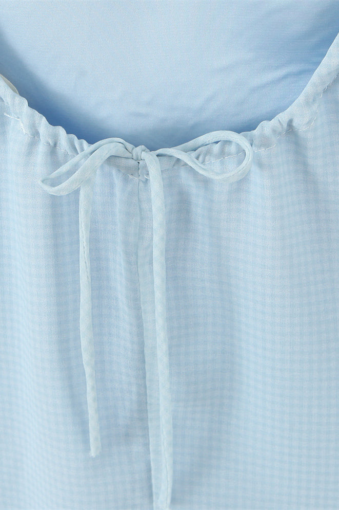 
                      
                        V-neck Blue Flower Embroidery A-line Short Dress
                      
                    