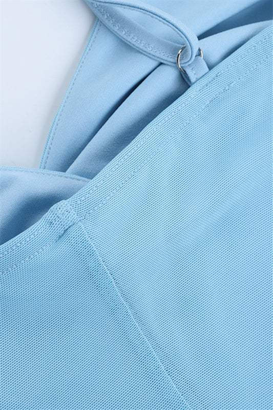 
                      
                        V-neck Blue Irregular Hem A-line Short Dress
                      
                    