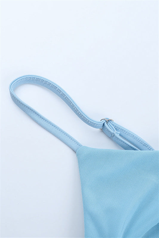 
                      
                        V-neck Blue Irregular Hem A-line Short Dress
                      
                    