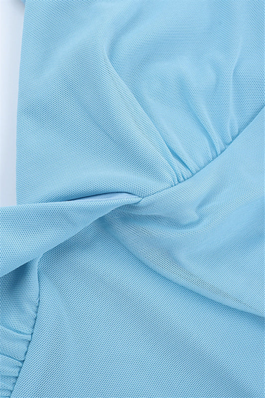 
                      
                        V-neck Blue Irregular Hem A-line Short Dress
                      
                    