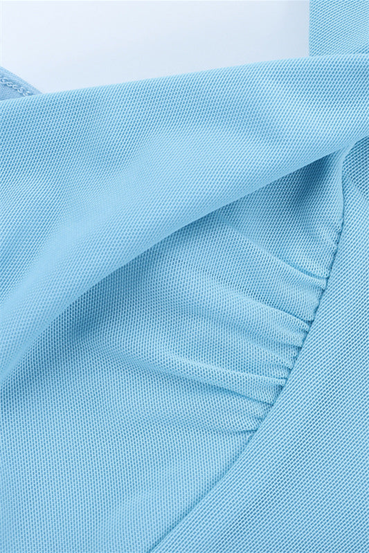 
                      
                        V-neck Blue Irregular Hem A-line Short Dress
                      
                    